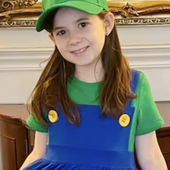 New Girl costume dress & hat 2pc size 6 - 16 yrs Mario Luigi Halloween Costume - Picture 4 of 4